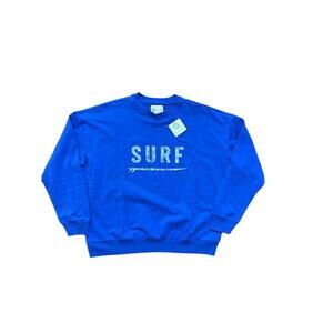 NWT Beachly Women's Blue Surf Graphic Long Sleeves Crew Neck Sweatshirt Size M